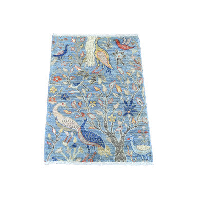Oushak And Peshawar Wool Hand Knotted Rug Blue 2.1x2.11 -O020046
