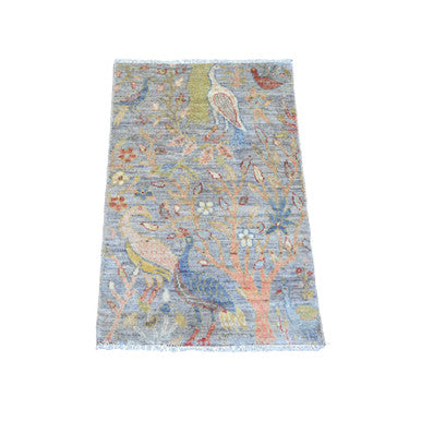 Oushak And Peshawar Wool Hand Knotted Rug Blue 2.1x3.2 -O020048