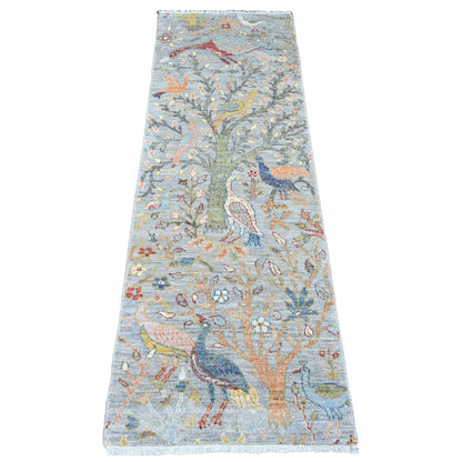 Oushak And Peshawar Wool Hand Knotted Rug Grey 2.0x6.2 -O020049