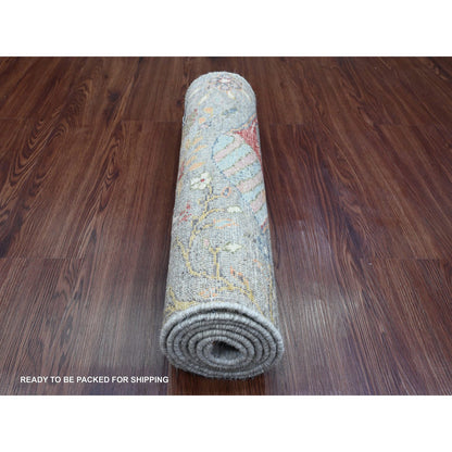Oushak And Peshawar Wool Hand Knotted Rug Grey 2.0x6.2 -O020049