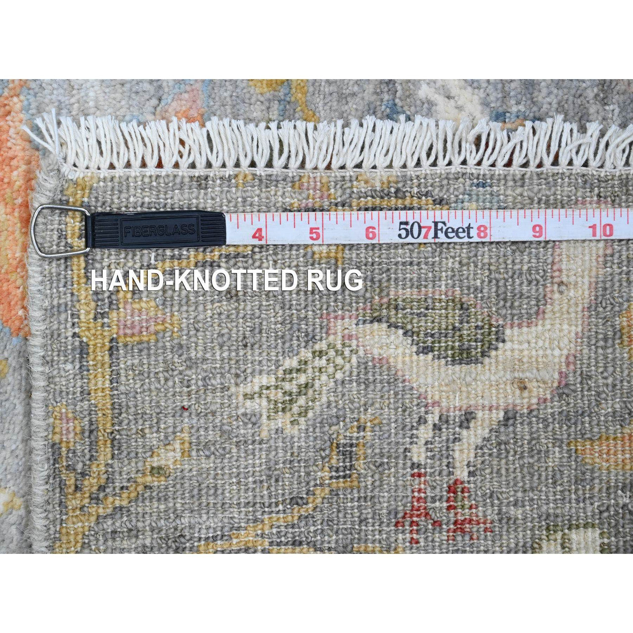 Gray 2'0" x 6'2" Oushak And Peshawar Hand knotted Wool Rug - Sku: O020049