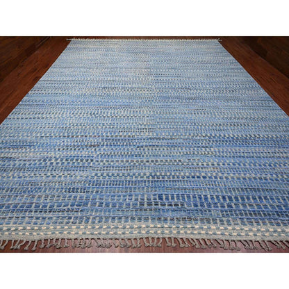 Tribal & Geometric Wool Hand Knotted Rug Blue 12.2x15.3 -O020051