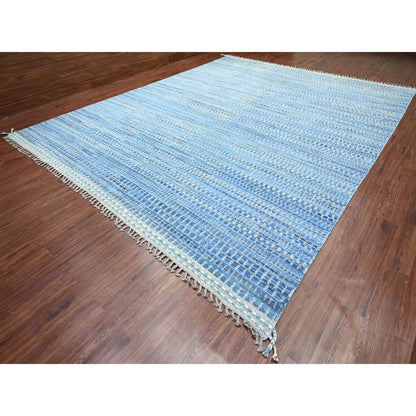 Tribal & Geometric Wool Hand Knotted Rug Blue 12.2x15.3 -O020051
