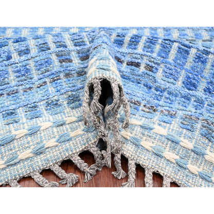 Tribal & Geometric Wool Hand Knotted Rug Blue 12.2x15.3 -O020051
