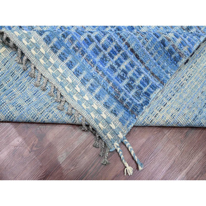 Tribal & Geometric Wool Hand Knotted Rug Blue 12.2x15.3 -O020051