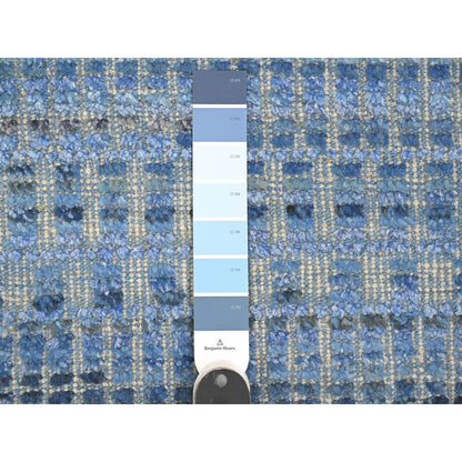 Tribal & Geometric Wool Hand Knotted Rug Blue 12.2x15.3 -O020051