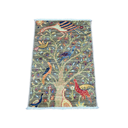 Oushak And Peshawar Wool Hand Knotted Rug Grey 2.0x2.11 -O020061