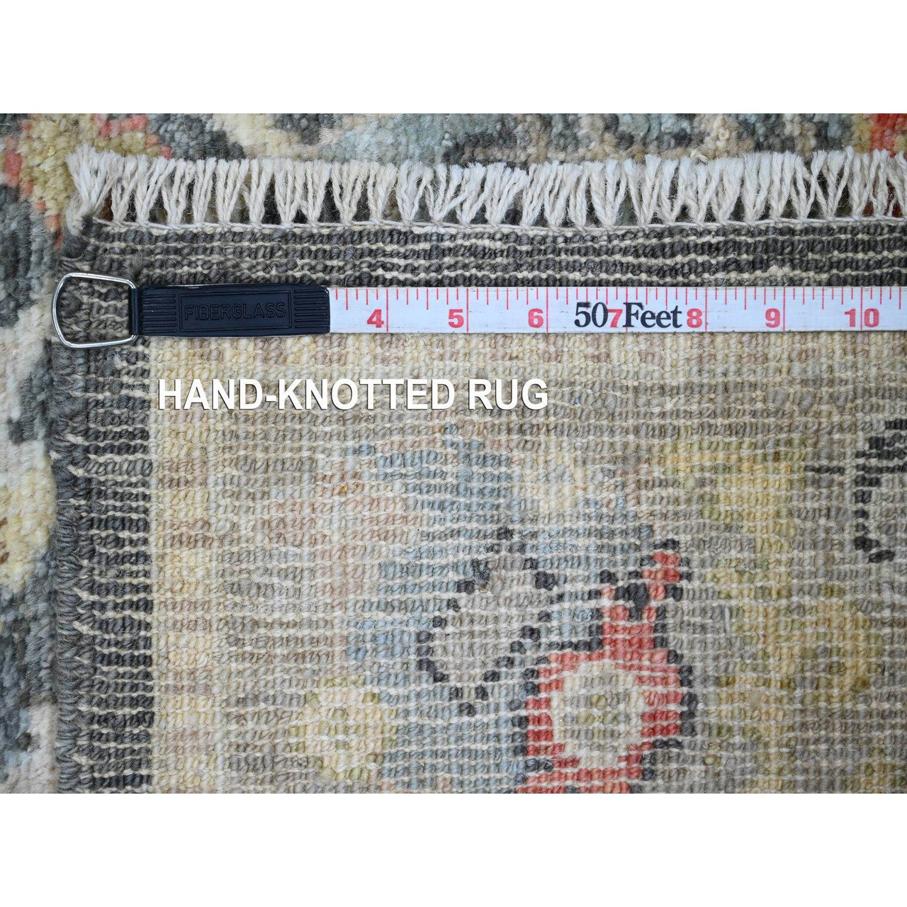 Gray 4'0" x 5'9" Oushak And Peshawar Hand knotted Wool Rug - Sku: O020067