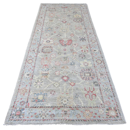 Oushak And Peshawar Wool Hand Knotted Rug Grey 4.2x9.10 -O020068