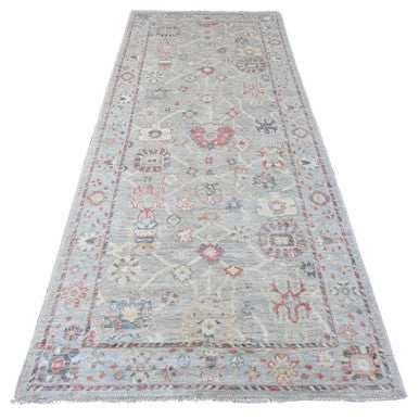 Oushak And Peshawar Wool Hand Knotted Rug Grey 4.2x9.10 -O020068