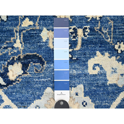 Oushak And Peshawar Wool Hand Knotted Rug Blue 3.11x15.7 -O020071