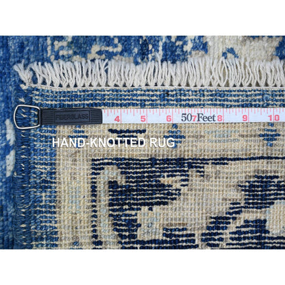 Oushak And Peshawar Wool Hand Knotted Rug Blue 3.11x15.7 -O020071