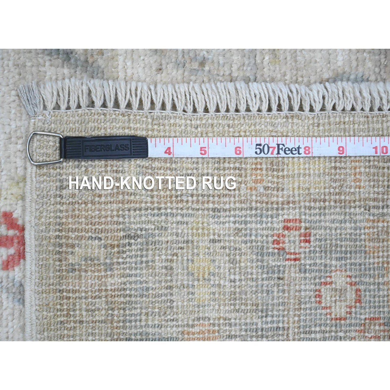 Ivory 3'10" x 12'3" Oushak And Peshawar Hand knotted Wool Rug - Sku: O020074