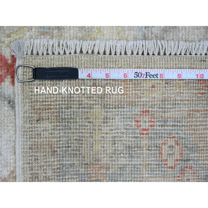 Oushak And Peshawar Wool Hand Knotted Rug Ivory 3.11x12.3 -O020077