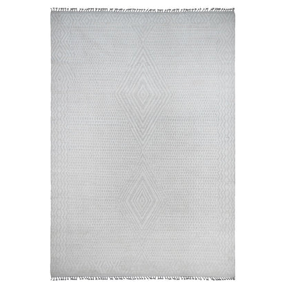 Tribal & Geometric Wool Hand Knotted Rug Ivory 9.10x14.1 -O020080