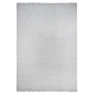 Tribal & Geometric Wool Hand Knotted Rug Ivory 9.10x14.1 -O020080