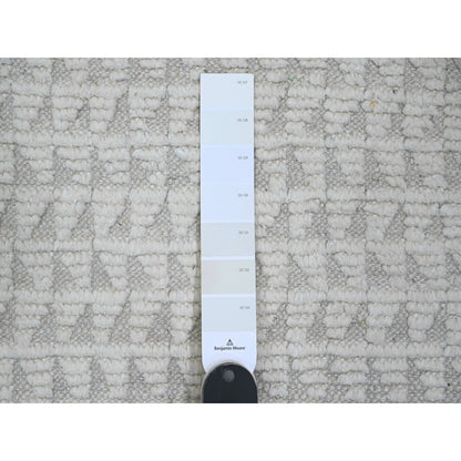 Tribal & Geometric Wool Hand Knotted Rug Ivory 9.10x14.1 -O020080