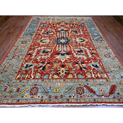 Heriz Wool Hand Knotted Rug Red 9.6x12.0 -O020085