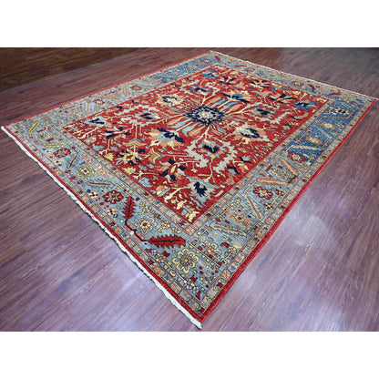 Heriz Wool Hand Knotted Rug Red 9.6x12.0 -O020085