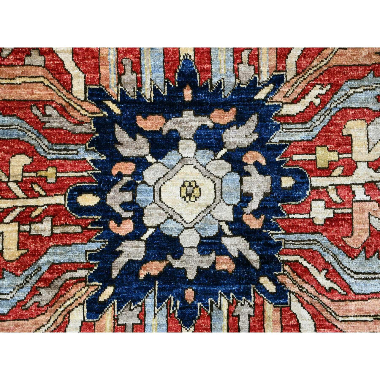 Red 9'6" x 12'0" Heriz Hand knotted Wool Rug - Sku: O020085