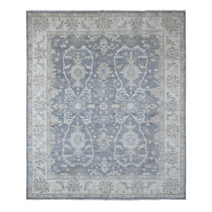 Oushak And Peshawar Wool Hand Knotted Rug Grey 8.2x9.8 -O020086