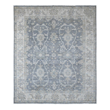 Oushak And Peshawar Wool Hand Knotted Rug Grey 8.2x9.8 -O020086
