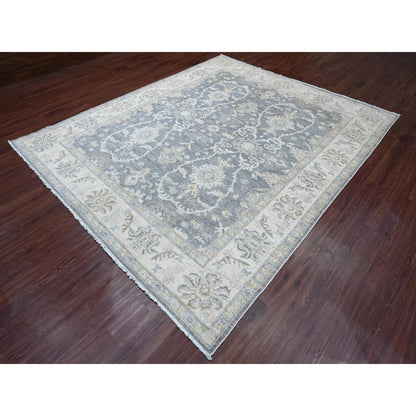 Oushak And Peshawar Wool Hand Knotted Rug Grey 8.2x9.8 -O020086