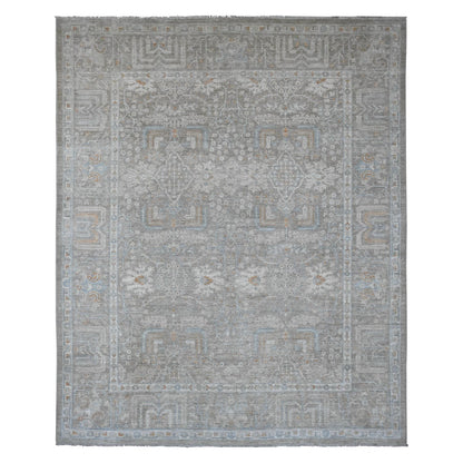 Oushak And Peshawar Wool Hand Knotted Rug Grey 8.1x9.10 -O020087