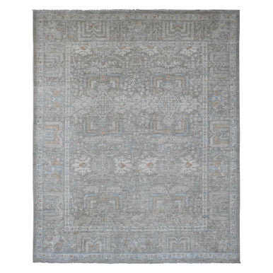Oushak And Peshawar Wool Hand Knotted Rug Grey 8.1x9.10 -O020087