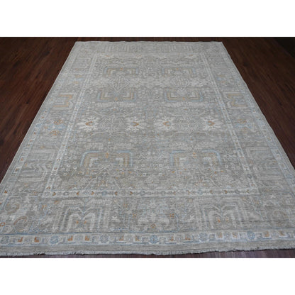 Oushak And Peshawar Wool Hand Knotted Rug Grey 8.1x9.10 -O020087