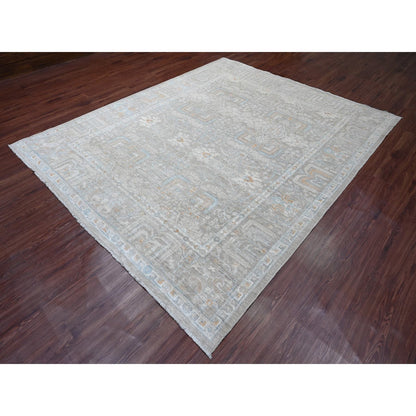 Oushak And Peshawar Wool Hand Knotted Rug Grey 8.1x9.10 -O020087