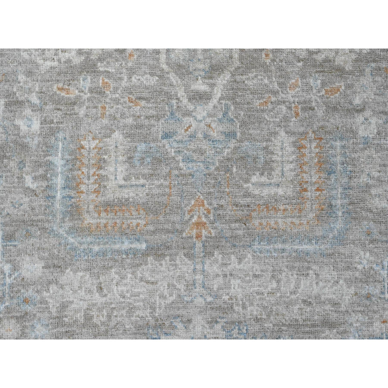 Gray 8'1" x 9'10" Oushak And Peshawar Hand knotted Wool Rug - Sku: O020087