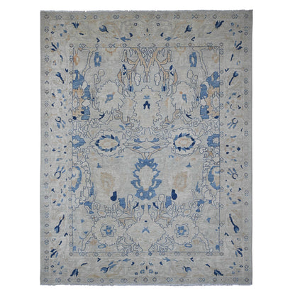Oushak And Peshawar Wool Hand Knotted Rug Grey 9.0x11.7 -O020089
