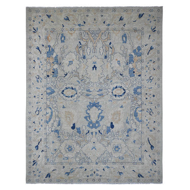 Oushak And Peshawar Wool Hand Knotted Rug Grey 9.0x11.7 -O020089