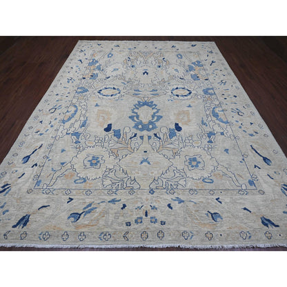 Oushak And Peshawar Wool Hand Knotted Rug Grey 9.0x11.7 -O020089