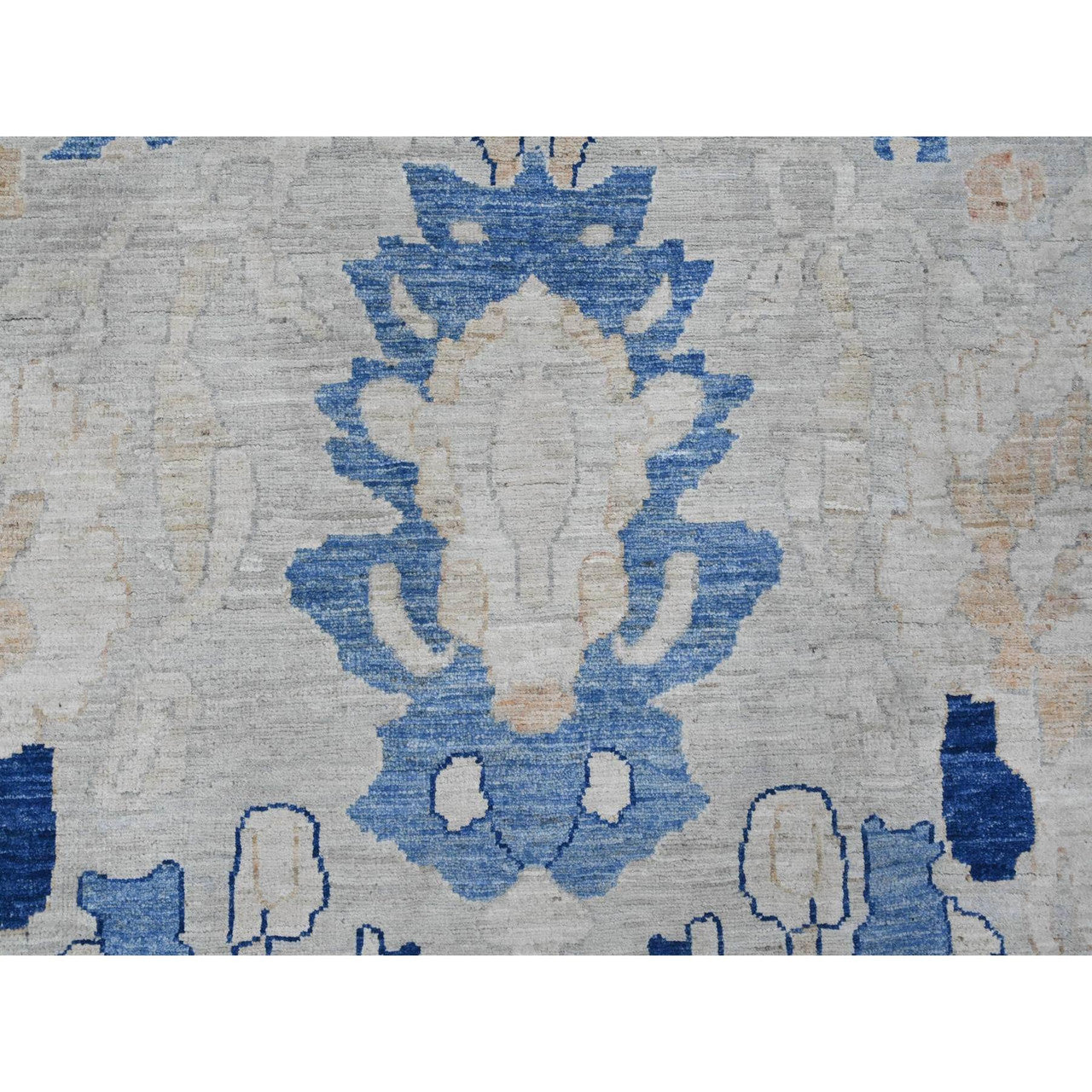 Gray 9'0" x 11'7" Oushak And Peshawar Hand knotted Wool Rug - Sku: O020089