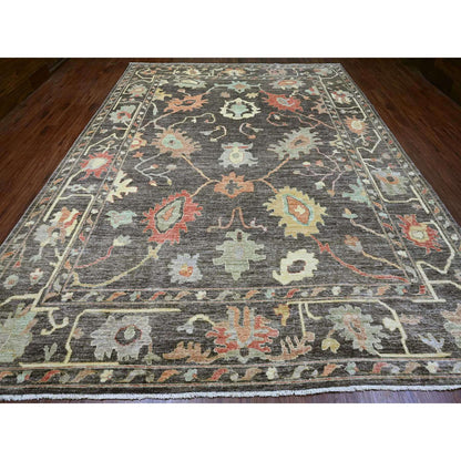 Oushak And Peshawar Wool Hand Knotted Rug Brown 10.0x13.5 -O020093