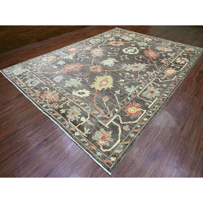Oushak And Peshawar Wool Hand Knotted Rug Brown 10.0x13.5 -O020093