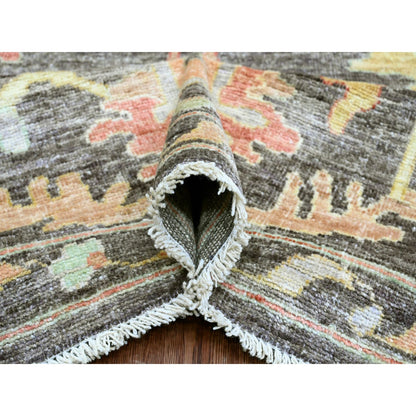 Oushak And Peshawar Wool Hand Knotted Rug Brown 10.0x13.5 -O020093