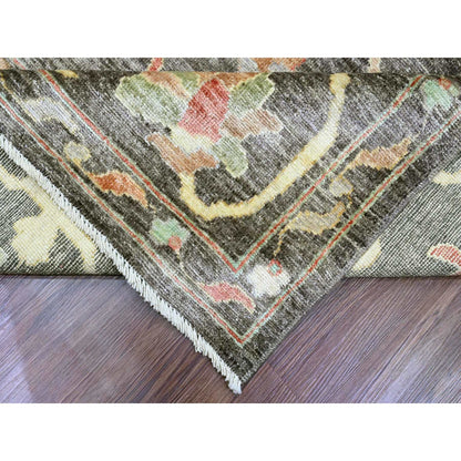Oushak And Peshawar Wool Hand Knotted Rug Brown 10.0x13.5 -O020093