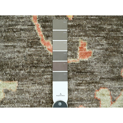 Oushak And Peshawar Wool Hand Knotted Rug Brown 10.0x13.5 -O020093