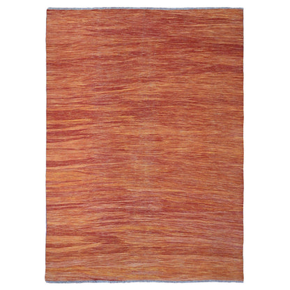 Flat Weave Wool Hand Woven Rug Orange 9.0x12.0 -O020094