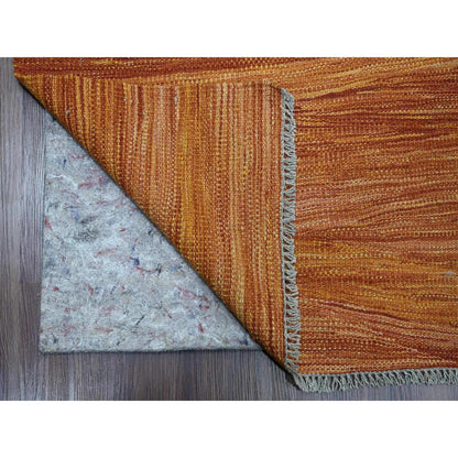 Flat Weave Wool Hand Woven Rug Orange 9.0x12.0 -O020094