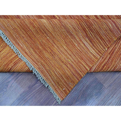 Flat Weave Wool Hand Woven Rug Orange 9.0x12.0 -O020094