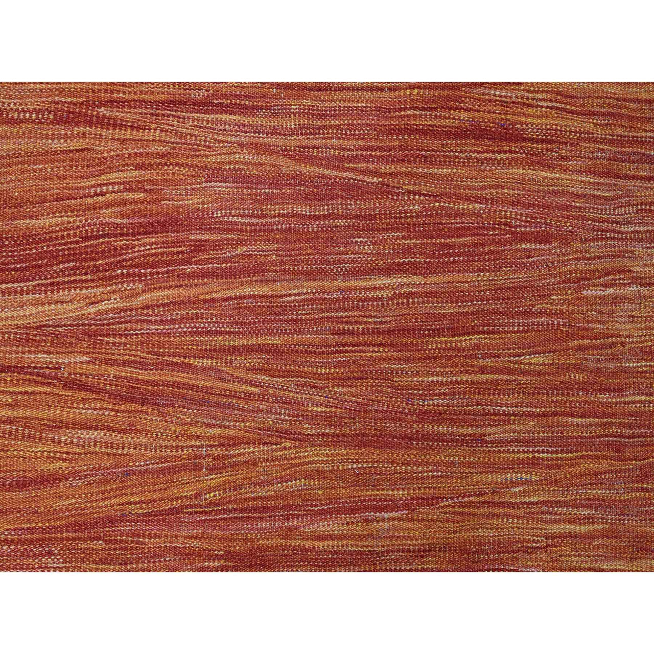 Flat Weave Wool Hand Woven Rug Orange 9.0x12.0 -O020094