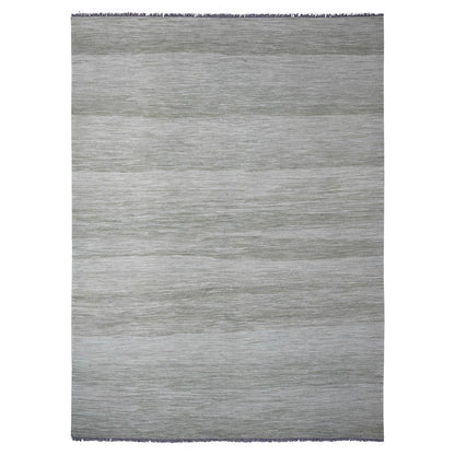 Flat Weave Wool Hand Woven Rug Green 9.1x12.1 -O020095