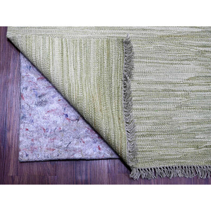 Flat Weave Wool Hand Woven Rug Green 9.1x12.1 -O020095