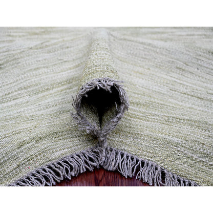 Flat Weave Wool Hand Woven Rug Green 9.1x12.1 -O020095