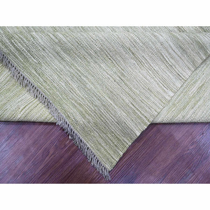 Flat Weave Wool Hand Woven Rug Green 9.1x12.1 -O020095