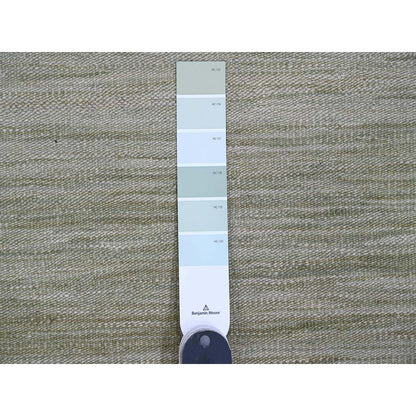 Flat Weave Wool Hand Woven Rug Green 9.1x12.1 -O020095